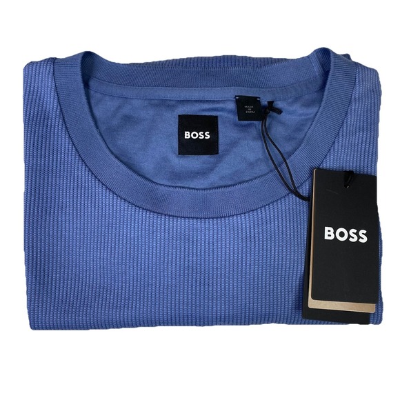 BOSS Tiburt T Shirt Mens Size 5XT Finely ribbed crewneck Short sleeves Blue - Picture 1 of 15